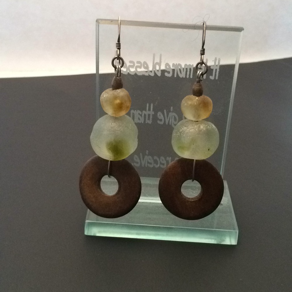 Sterling silver  wood vintage earrings